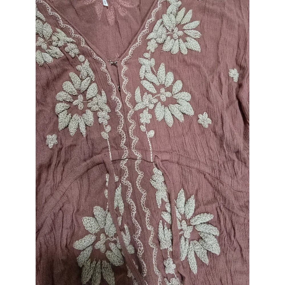 Free People Embroidered Fable Midi Dress Raspberry Pink Mauve Festival Sz Small - Picture 5 of 9